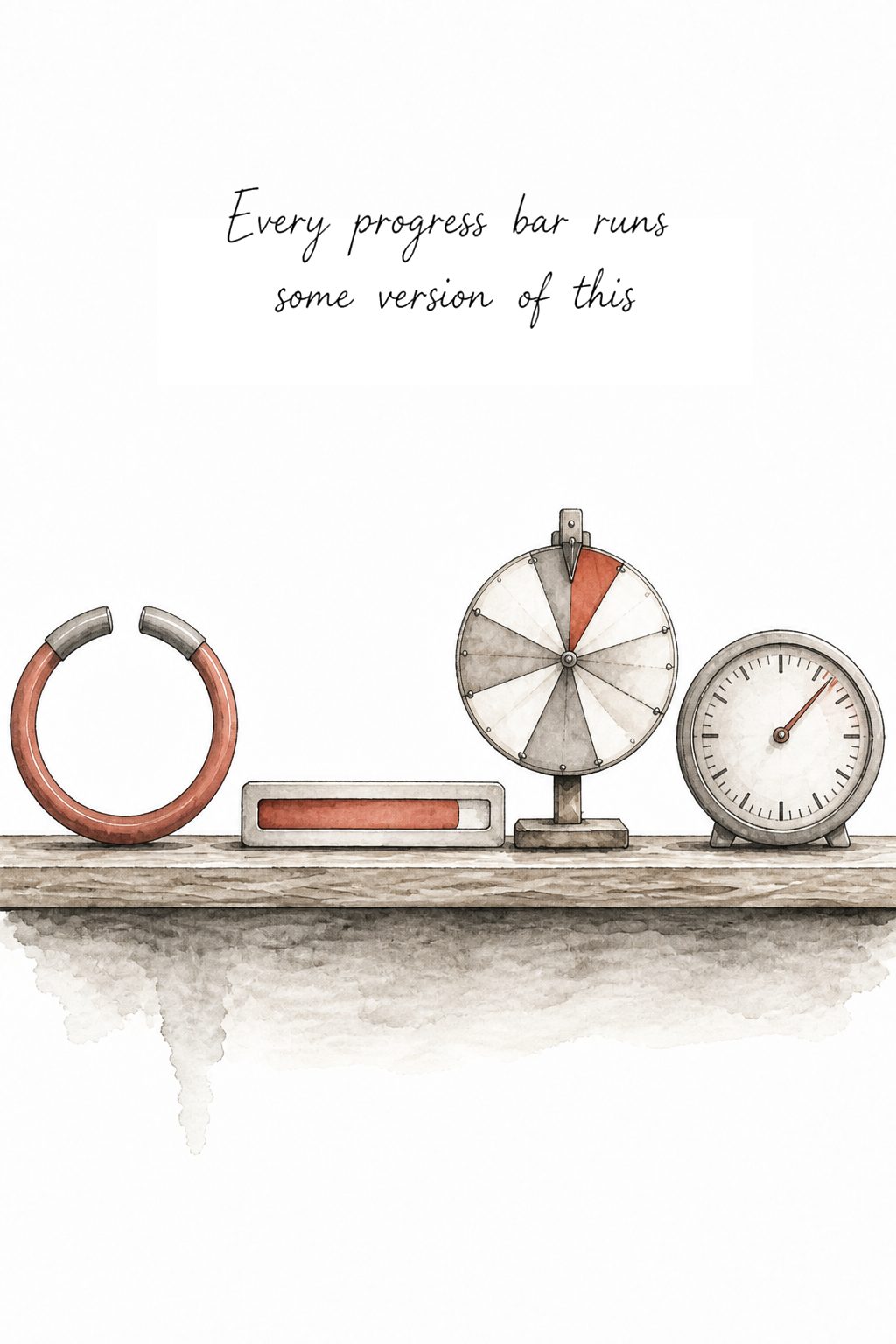 Museum shelf with a ring, progress bar, spinner, and dial