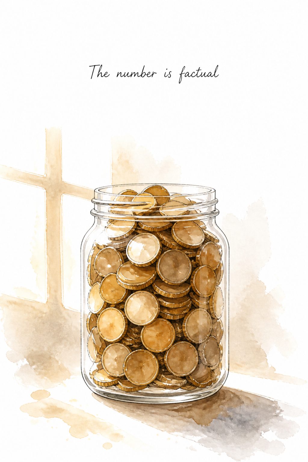 Glass jar filling with coins in warm watercolor