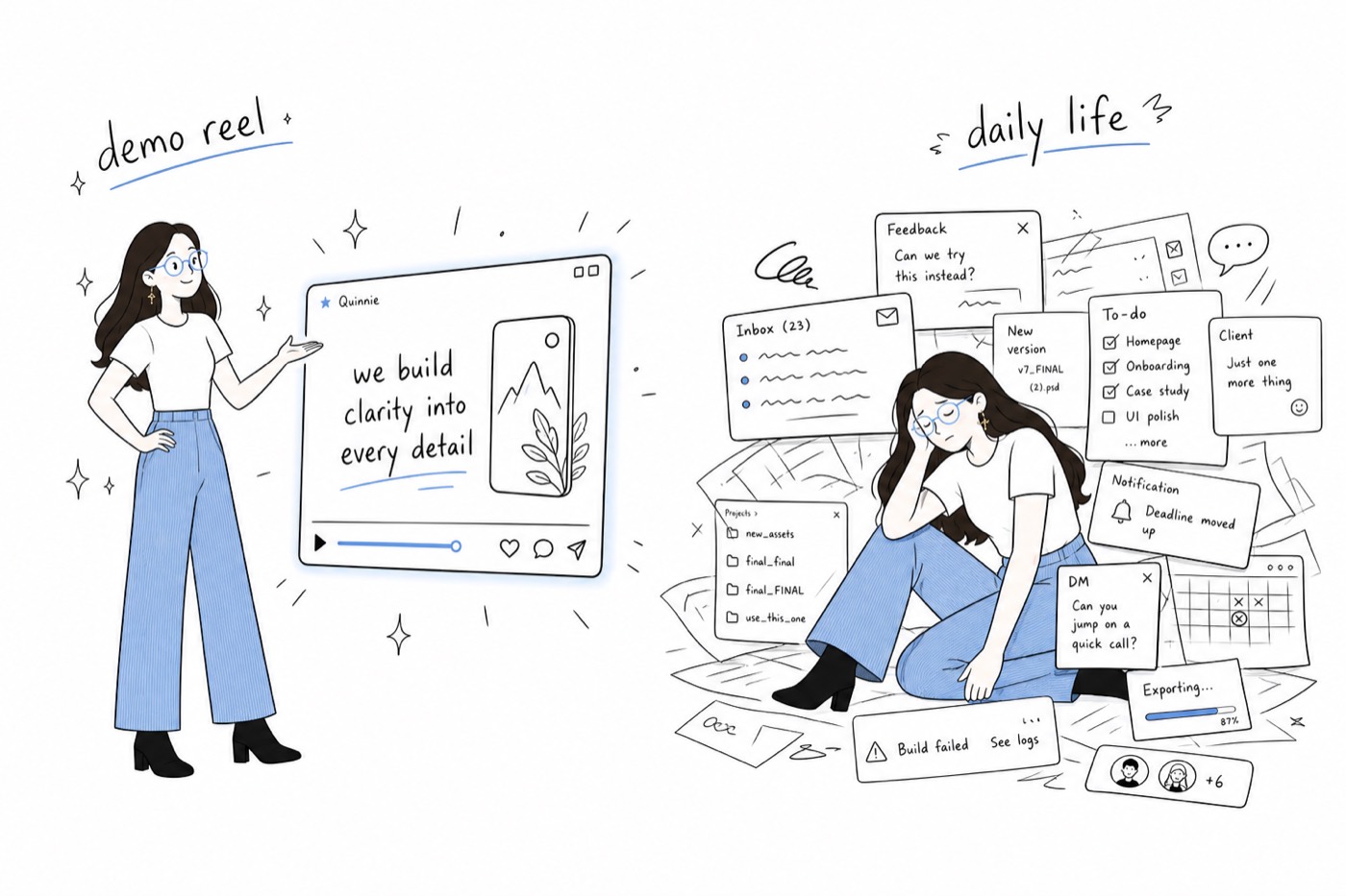 Demo reel versus daily life
